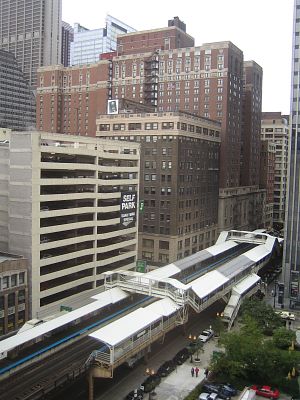 Photo of a Chicago Blue Line station.