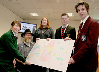 High school students and their poster